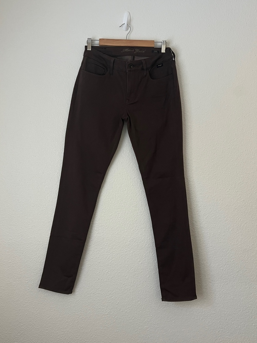 Mavi Gold Alexa Mid-Rise Skinny Pants Brown Stretch Size 30x32 Luxury Denim